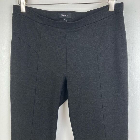 Theory Pull On Pants Charcoal Aurore Sabali Knit Mid Rise Stretch Leggings sz M - Picture 3 of 7